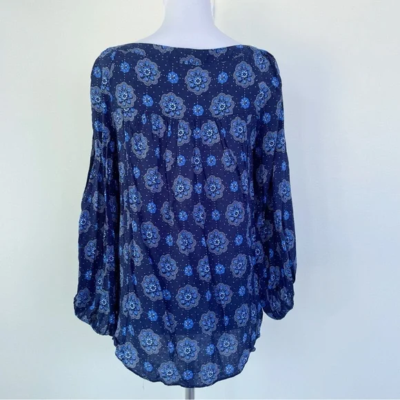 Anthropologie MAEVE Boswell Blue Peasant Longsleeve Blouse US size 6 M Medium - Picture 6 of 11